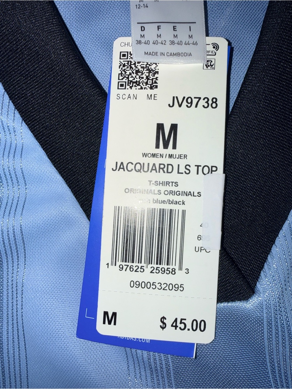adidas Adicolor Soccer Jacquard Crop Top Blue M NWT - Picture 2 of 4